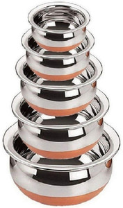 flipkart smartbuy cook serve handi kitchen stainless steel copper bottom cooking serving biryani cookware set stainless steel 5 - piece