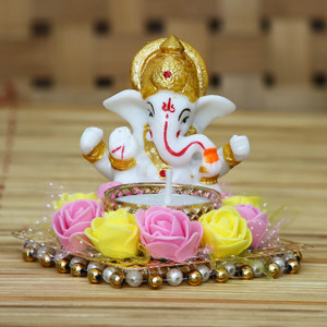 flipkart smartbuy lord ganesha idol on decorative plate with tea light holder iron polyresin 1 - cup tealight holder