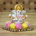 Flipkart SmartBuy Lord Ganesha Idol on Decorative Plate with Tea Light Holder Iron, Polyresin 1 - Cup Tealight Holder