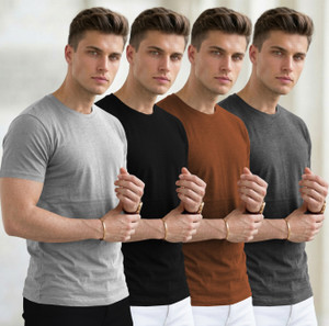 Flipkart SmartBuy Solid Men Round Neck Grey