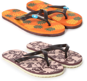 flipperz women womens comfort stylish colorful printed flip flops combo pack of 2 pairs slippers