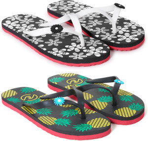 flipperz womens comfort stylish colorful printed flip flops combo pack of 2 pairs women slippers multicolor  5