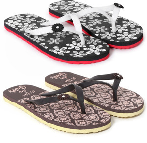 flipperz women womens comfort stylish colorful printed flip flops combo pack of 2 pairs slippers