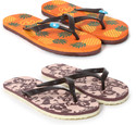 Flipperz Women Womens Comfort Stylish colorful Printed Flip Flops combo (Pack Of 2 pairs) Slippers