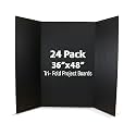 Flipside Products 36” x 48” Project Boards for Presentations, Science Fair, School Projects, Event Displays and Trifold Picture Board, Proudly Made in USA - Black - 24 Pack