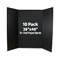 Flipside Products 36” x 48” Project Boards for Presentations, Science Fair, School Projects, Event Displays and Trifold Picture Board, Proudly Made in USA - Black - 10 Pack