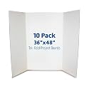 Flipside Products 36” x 48” Project Boards for Presentations, Science Fair, School Projects, Event Displays and Trifold Picture Board, Proudly Made in USA - Clay White - 10 Pack