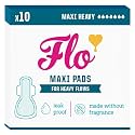 Flo Bamboo Maxi Pads - Ultra Absorbent, Long + Wide, Maximum Protection (10 Pads)