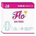 Flo - Day Menstrual Pads (16 Pack) - Organic Bamboo Period Pads for Women - Regular Flow - Leak Locking - Winged, Ultra-Thin - Absorbent, Soft &amp; Breathable - Plant Based – Vegan, Cruelty Free