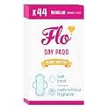 Flo - Day Menstrual Pads (44 Pack) - Organic Bamboo Period Pads for Women - Regular Flow - Leak Locking - Winged, Ultra-Thin - Absorbent, Soft &amp; Breathable - Plant Based – Vegan, Cruelty Free