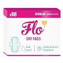 Flo - Day Menstrual Pads (88 Pack) - Organic Bamboo Period Pads for Women - Regular Flow - Leak Locking - Winged, Ultra-Thin - Absorbent, Soft &amp; Breathable - Plant Based – Vegan, Cruelty Free