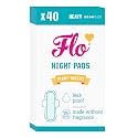 Flo - Night Menstrual Pads (40 Pack) - Organic Bamboo Period Pads for Women - Heavy Flow - Leak Locking - Winged, Ultra-Thin - Absorbent, Soft &amp; Breathable - Plant Based – Vegan, Cruelty Free