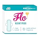 Flo - Night Menstrual Pads (80 Pack) - Organic Bamboo Period Pads for Women - Heavy Flow - Leak Locking - Winged, Ultra-Thin - Absorbent, Soft &amp; Breathable - Plant Based – Vegan, Cruelty Free