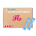 Flo - Organic Cotton Tampons for Women - 64 Pack (64 Super Tampons) - Leak Proof - No Synthetic Fibers, Chlorine Bleach, or Added Dyes - Bio-Plastic Applicator - Feminine Care - Vegan &amp; Cruelty Free