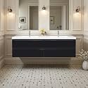 Floating Bathroom Vanity with Sink, 72" Wall-Mounted Bathroom Storage Cabinet with Resin Countertop, 2 Integrated Sink & 4 Soft Close Drawers, Modern Vanity with Open Back Design, Black