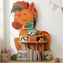 Horse Large Kids Bookshelf Organizer - 44" Tall Wooden Book Shelf for Kids Rooms - Kid Bookshelf for Nursery Shelving, Playroom Organization And Storage, Kid Room Decor or Nursery Bookcase Toy Shelf