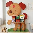 Dog Large Kids Bookshelf Organizer - 45" Tall Wooden Book Shelf for Kids Rooms - Kid Bookshelf for Nursery Shelving, Playroom Organization And Storage, Kid Room Decor or Nursery Bookcase Toy Shelf