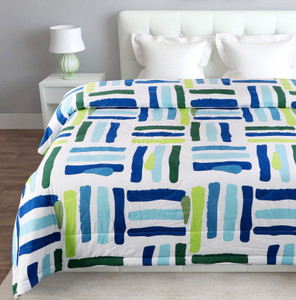 floating dreams cotton king sized bedding set blue white combo of 4 king size double bedsheet  2 pillow cover  1 ac comforter
