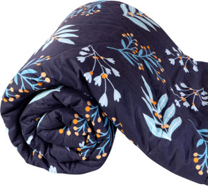 floating dreams cotton king sized bedding set blue leaves combo of 4 king size double bedsheet  2 pillow cover  1 ac comforter