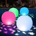 Floating Pool Lights Solar Powered, 15" Solar Pool Light that Float w/Sealife Patterns, Inflatable Color Changing Glow Globes IP68 Waterproof, Decoration for Pools Pond Party(4)