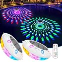 Floating Pool Lights w/Remote, 6.5" Upper &amp; Lower Dynamic LED Color Changing Solar Pool Lights that Float, IP68 Waterproof Solar Floating Light for inground Pools Wedding Party Decor(2)