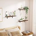 OXMIC Floating Shelves, Rustic Wood Wall Mounted Shelves for Living Room, Bedroom, Kitchen, Bathroom, Brown (Set of 3)