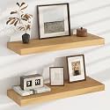 Floating Shelves for Wall, USA-Sourced Brich Wood 24 Inch Wall Shelves Set of 2, Natural Wooden Mounted Picture Ledge Shelf, Nursery Book Storage Shelf Kids Bookshelf Display, Shelf for Bathroom