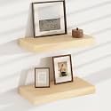 Floating Shelves for Wall, USA-Sourced Maple Wood 16 Inch Wall Shelves Set of 2, Natural Wooden Mounted Picture Ledge Shelf, Nursery Book Storage Shelf Kids Bookshelf Display, Shelf for Bathroom
