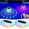 Floating Solar Pool Lights, 6.7 Inch, 13 RGB Color Changing Modes, Remote Control Included, Rechargeable, 2600mAh Battery,for Above Ground Pools, Parties, and Hot Tubs (2 Pack)