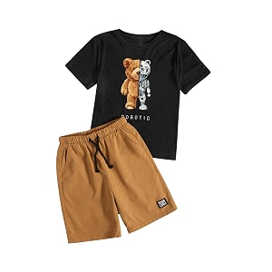 Floerns Boys 2 Piece Outfits Cartoon Graphic