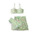 Floerns Girl's 3 Piece Bikini Set Floral Print Ruched Bathing Suits with Cover Up Skirt