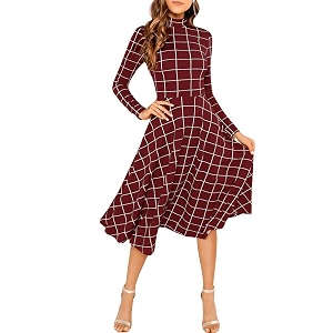 Floerns Womens High Neck Plaid Fit and