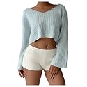 Floerns Women39s Long Sleeve Cropped Fall Pullover