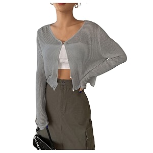 Floerns Womens Ribbed Knit Long Sleeve Button