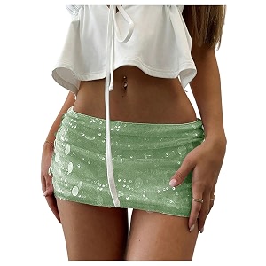 Floerns Womens Sequin Low Waist Mini Skorts