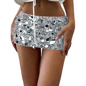 Floerns Womens Sequin Low Waist Mini Skorts