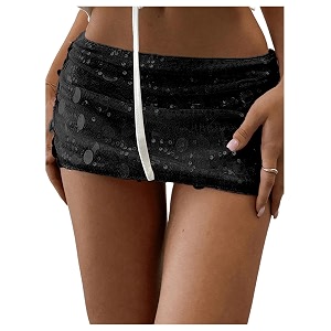 Floerns Womens Sequin Low Waist Mini Skorts