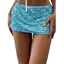 Floerns Women39s Sequin Low Waist Mini Skorts