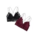 Floerns Women's Sexy Lace V Neck Criss Cross Back Bralette Crop Top