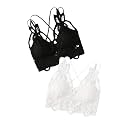 Floerns Women's Sexy Lace V Neck Criss Cross Back Bralette Crop Top