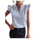 Floerns Women39s Striped Ruffle Cap Sleeve Tops