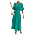 Floerns Women's V Neck Half Sleeve Ruched Cocktail Evening A Line Long Dress