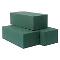FLOFARE Large Pack of 3 Floral Foam Blocks Green Wet & Dry Flower Foam for Fresh & Artificial Flower Arrangement, Plant Foam, Florist Supplies for DIYs, Arts, Crafts & Weddings