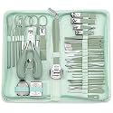 35PCS Essentials Nail Cutter Kit for Men & Women | Most Practical Nail kit Manicure | Stainless Steel Nail Cutter Set for Men Scissors Grooming Kit, Acne needle, Blackhead Tool with Leather Travel Case (35 in 1 Green)