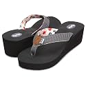 Floopi High Heel Wedge Sandals for Women-Comfort Yoga Mat Footbed for Support, Flip Flop Thong Platforms for Summer