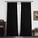 Floor to Ceiling Black Linen Curtains 102 Inches Long for Dining Room 2 Panels Set, Full Blackout Pinch Pleated Thermal Heat Reducing Drapes with Hooks for 100-102 Inch Large Window Double Layer Burg