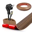 Floor Cord Cover Cable Cavity Self Adhesive Cord Hider Floor 10FT Floor Cable Management Power Cord Protector Floor Electric Cord Covers for Offices, Gym, Exhibitions (Misty Brown Wood, 1.97" x 10')