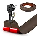 Floor Cord Cover Cable Cavity Self Adhesive Cord Hider Floor 10FT Floor Cable Management Power Cord Protector Floor Electric Cord Covers for Offices, Gym, Exhibitions (CoffeeBrown, 1.57" x 10')