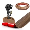 Floor Cord Cover Cable Cavity Self Adhesive Cord Hider Floor 10FT Floor Cable Management Power Cord Protector Floor Electric Cord Covers for Offices, Gym, Exhibitions (Misty Brown Wood, 1.57" x 10')