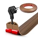Floor Cord Cover Cable Cavity Self Adhesive Cord Hider Floor 10FT Floor Cable Management Power Cord Protector Floor Electric Cord Covers for Offices, Gym, Exhibitions (Misty Brown Wood, 0.78" x 10')